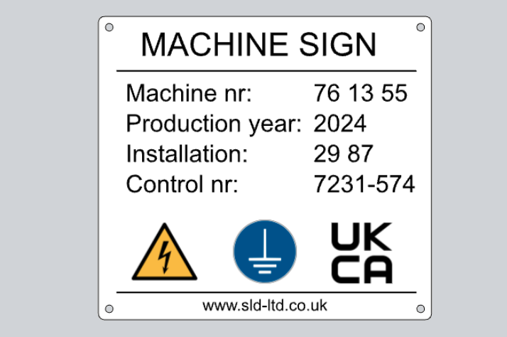 Printed Aluminium signs for machines