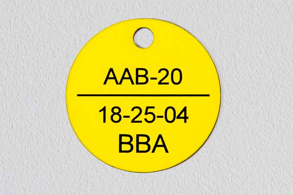 Yellow Engraved Plastic Valve Tag