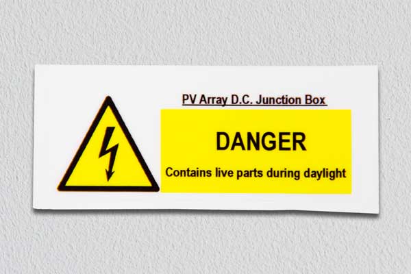 D.C. Junction Box Sticker