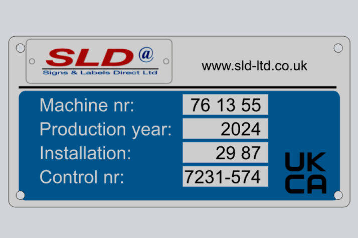 Machinery sign in Anodised aluminium