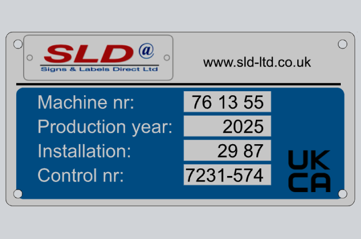 Machinery sign in Anodised aluminium
