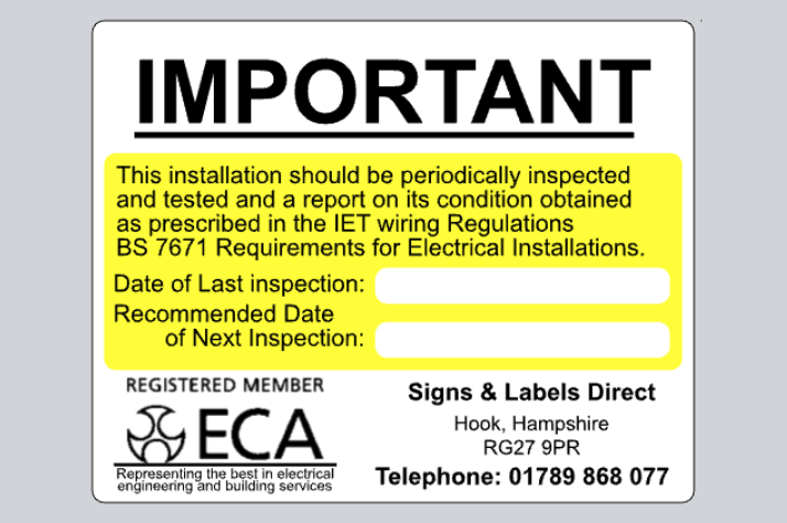BS 7671 Electrical Stickers
