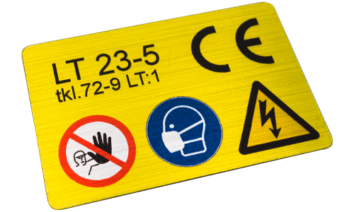 High Quality Brushed Metallic Self-Adhesive Warning & Information Signs Stickers